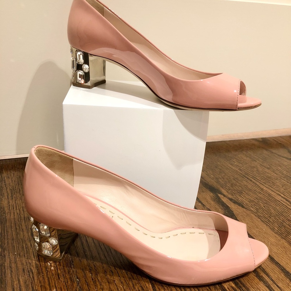 Miu Miu Pink Patent Leather and Jewel Heel